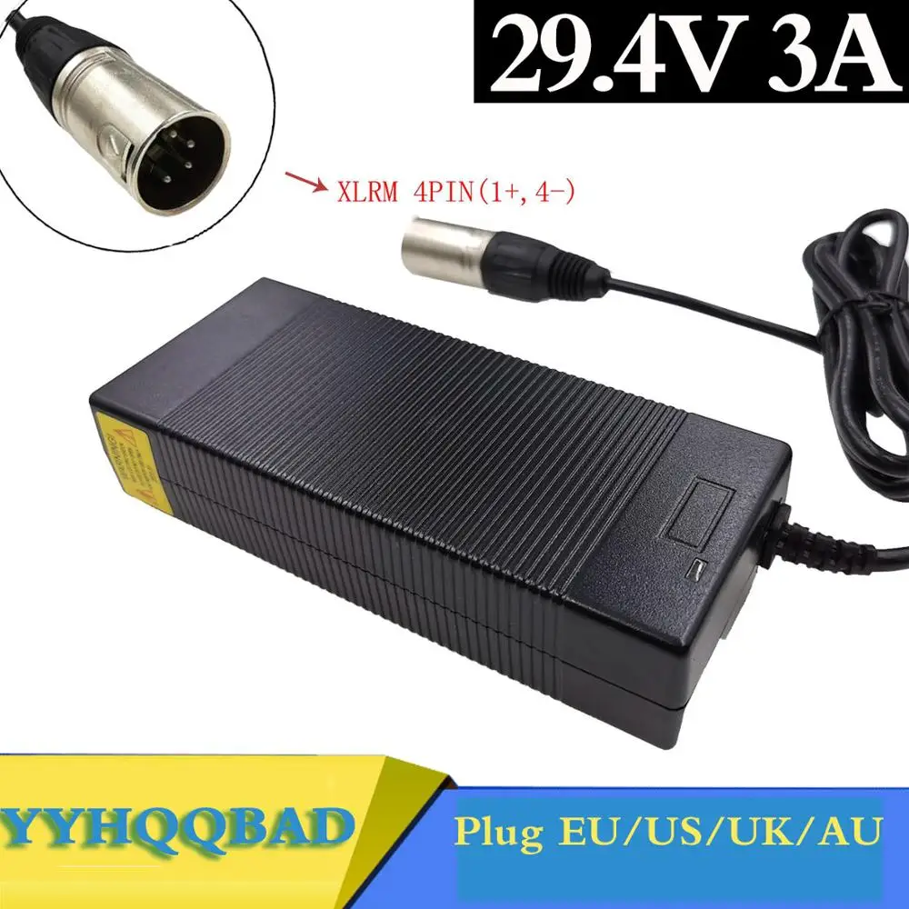 

29.4v3a lithium battery charger 7 Series 29.4V 3A charger for 24V battery pack electric bike lithium battery charger 4-Pin XLR