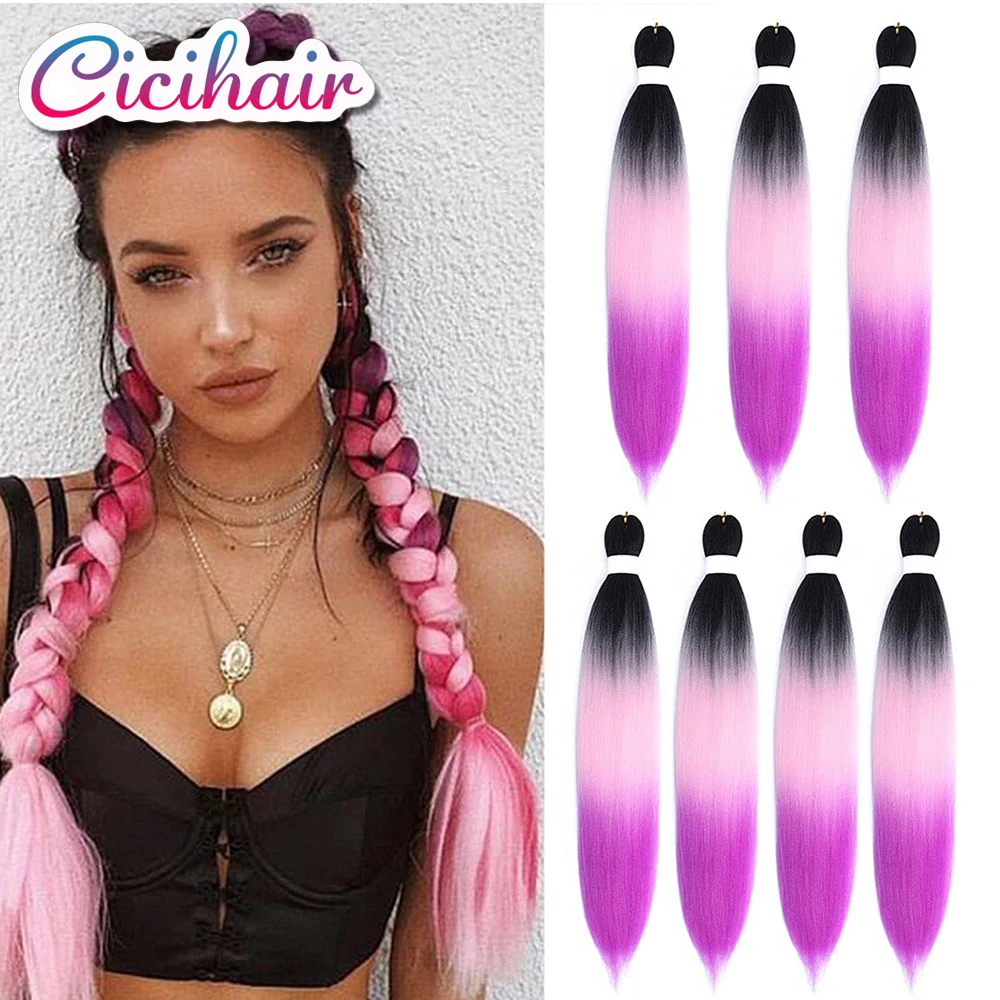 CICIHAIR 24inch80g Easy Braid Hair Crochet Extensions Jumbo Braids For Women Pink Purple Brown Green Wholesale |