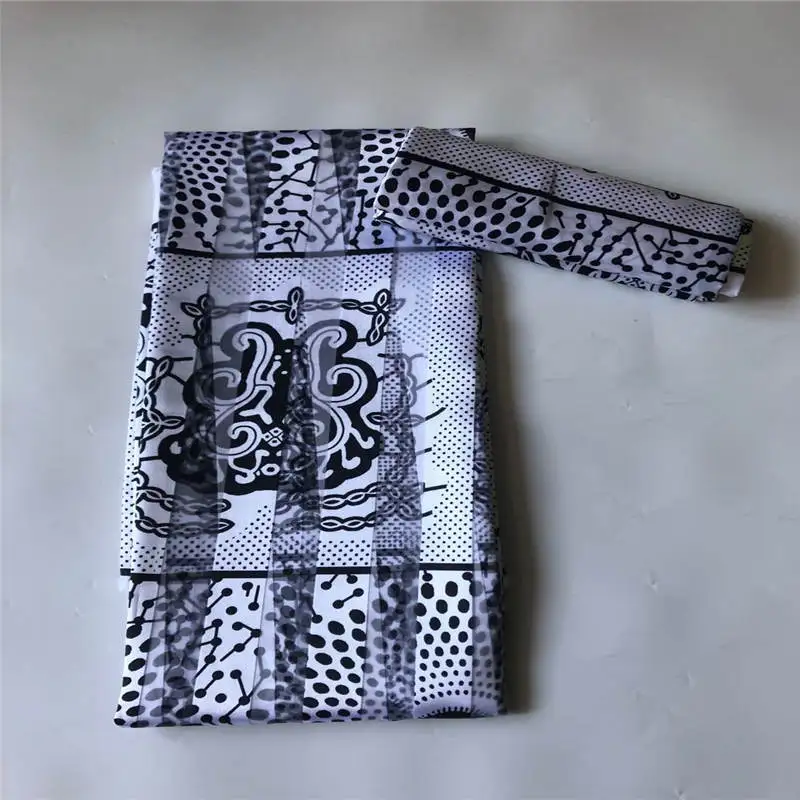 Fashion hot sale Ghana style satin silk fabric with organza ribbon and