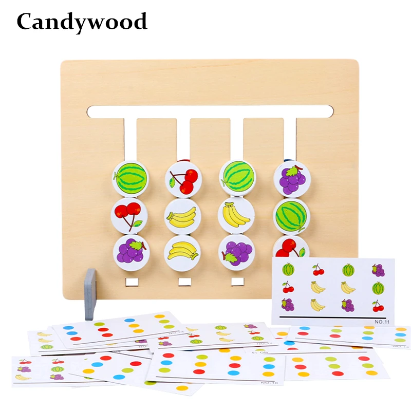 

Double-sided Color and Fruit Pairing Game Children Wooden Toys Logical Reasoning Training Kids Educational Toys Montessori