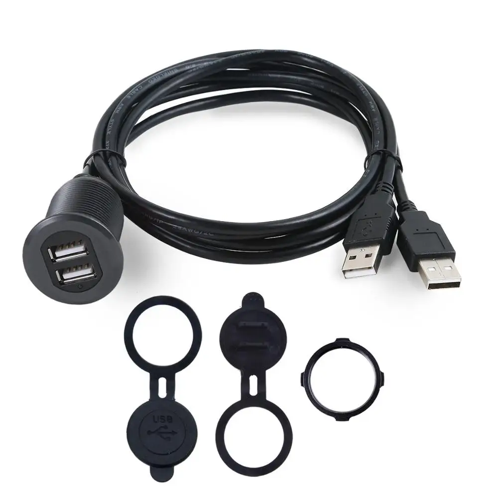 Автомобильный Ван приборной панели заподлицо светодиодный светильник двойной USB алюминиевый сплав Разъем удлинитель панель кабель