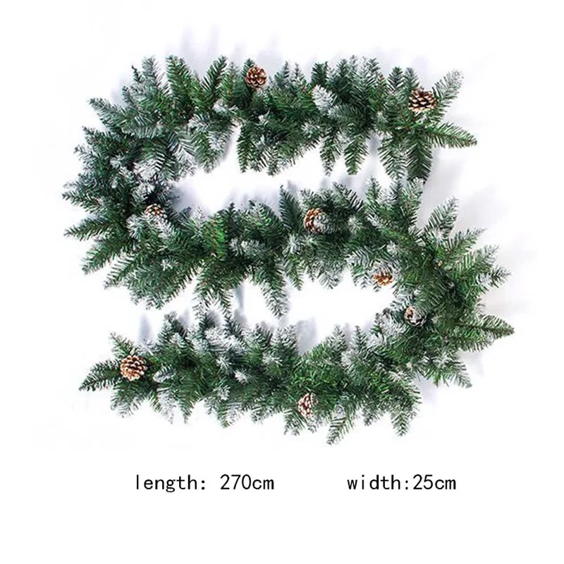 Christmas Decorations Spray White PVC Christmas Rattan 2.7 M Christmas Doors And Windows Pine Cone DIY Decoration