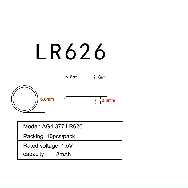 10 шт./упак. AG4 Кнопочная батарея 377A 377 LR626 SR626SW SR66 LR66 монетного типа для