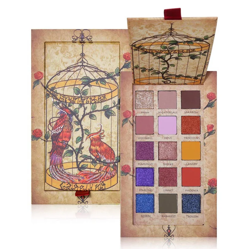 

15 Colors Retro High-end Eyeshadow Palette Shimmer Glitter Flash Full Color Powder Matte Eye Shadow Makeup Rose Flower Cage