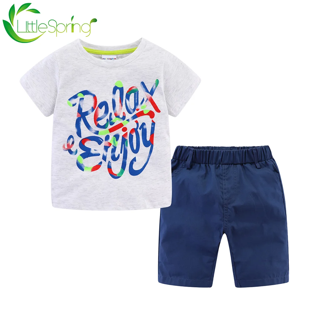 LittleSpring костюмы для мальчиков ясельного возраста с буквенным принтом летний