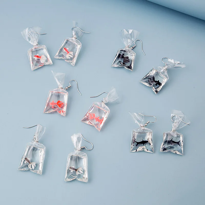 Fish-Earrings Pendants Jewelry Unusual Funny Fashion Transparent Women for Teens Female