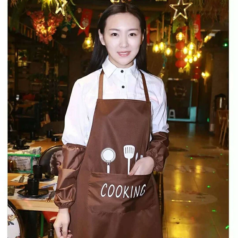 Aprons Adult Bibs Cooking Apron Waterproof Polyester Apron 1PCS Coffee Shop Cleaning Aprons Woman Men Kitchen Accessory