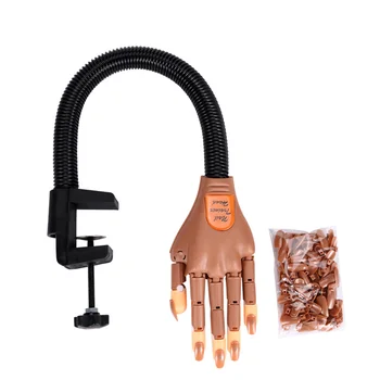 

Nail Art Hands Professional Practice Hand +100Pcs Nail Tips Adjustable Plastic Practice Model DIY Manicure Tool Flexible & Soft