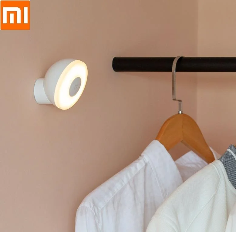 Xiaomi Mijia светодиодный индукционный Ночной светильник, 2 лампы, регулируемая яркость, инфракрасный умный датчик, вращающийся на 360 градусов, Регулируемое Магнитное основание