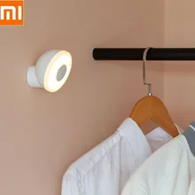 Xiaomi Mijia светодиодный индукционный Ночной светильник, 2 лампы, регулируемая яркость, инфракрасный умный датчик, вращающийся на 360 градусов, Регулируемое Магнитное основание
