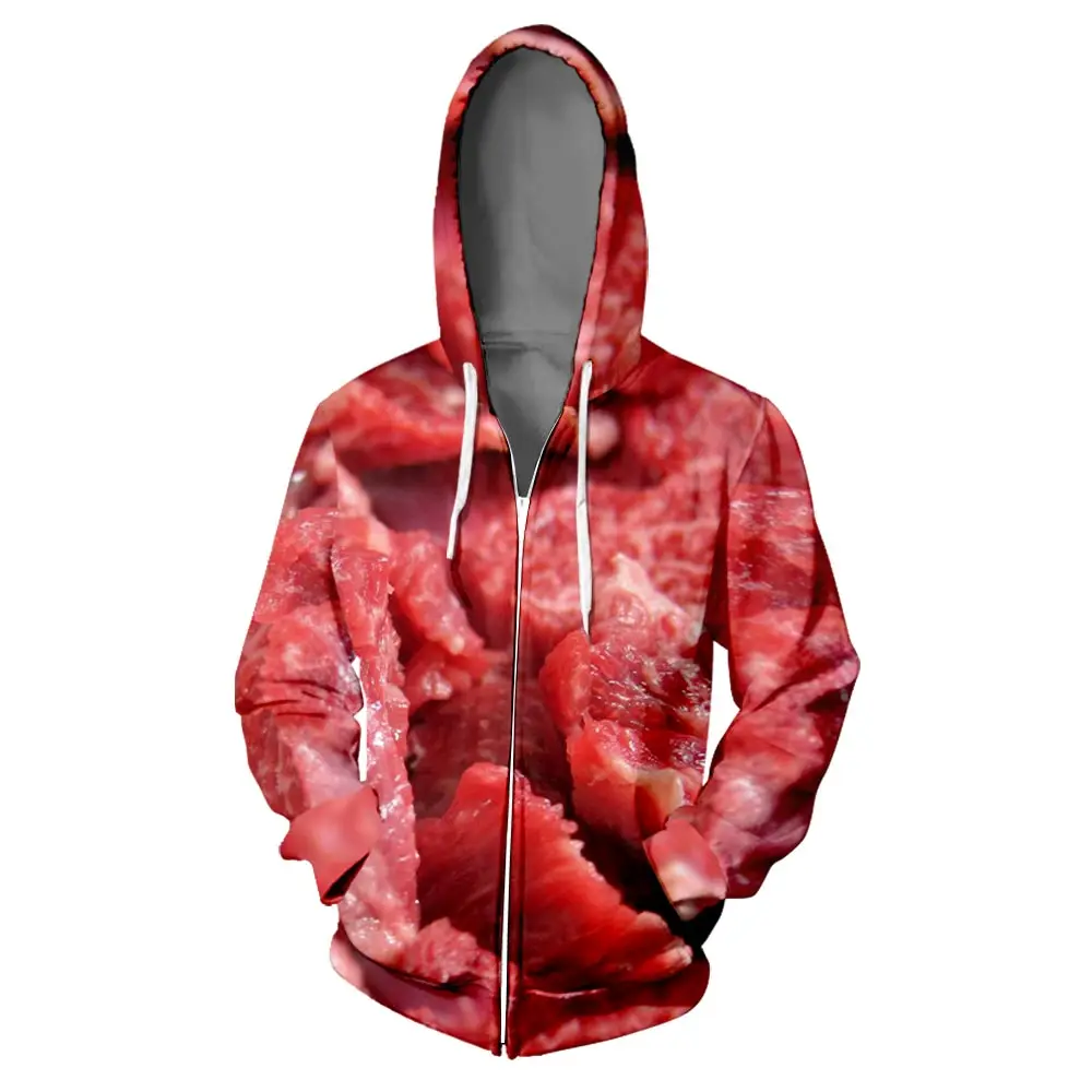 WAMNI/модные толстовки на молнии; толстовка на молнии с 3D принтом мяса; Повседневная куртка для косплея; Новинка года; Прямая поставка; одежда