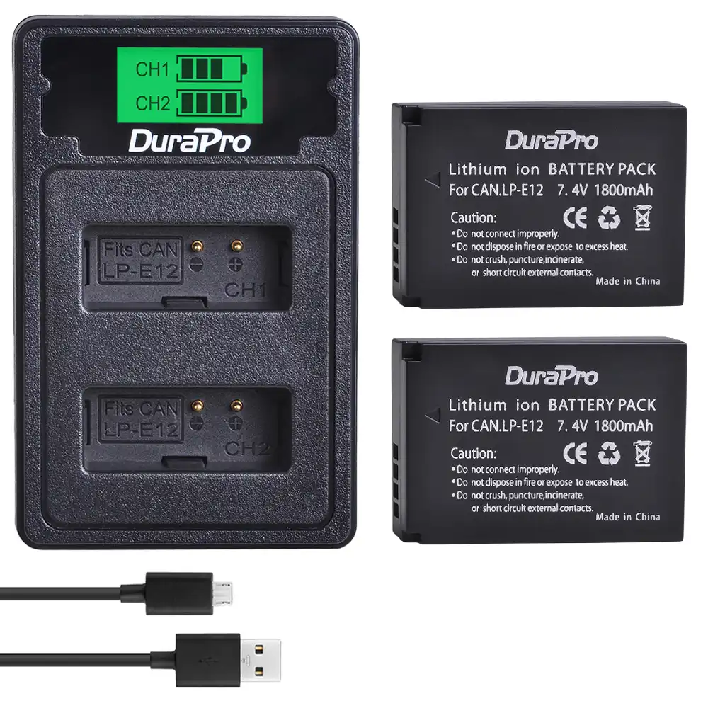 Durapro 2x 1800mah Lp E12 Lp E12 Camera Battery Lcd Usb Charger For Canon Eos M50 M100 100d Kiss X7 Rebel Sl1 Dslr Camera Digital Batteries Aliexpress