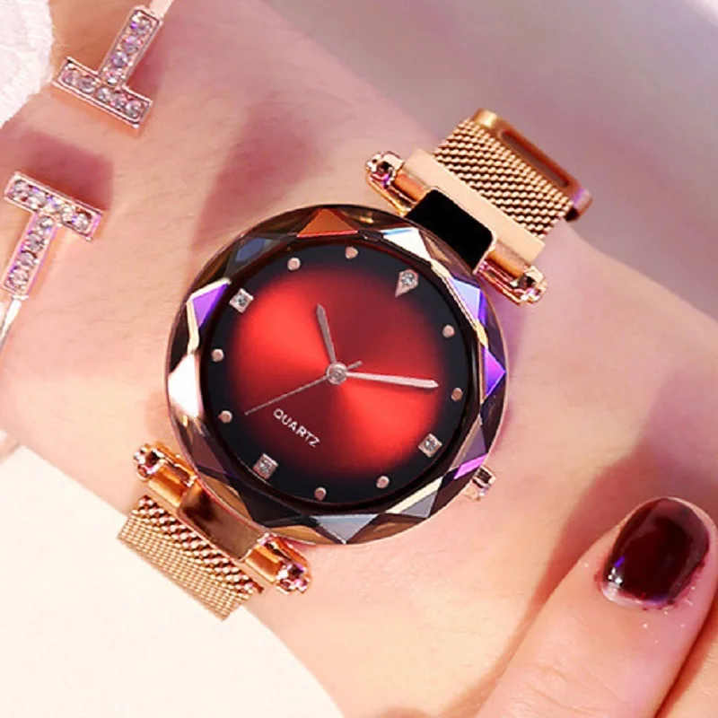 Relogio Feminino женские магнитные часы Звездное небо роскошные модные бриллиантовые