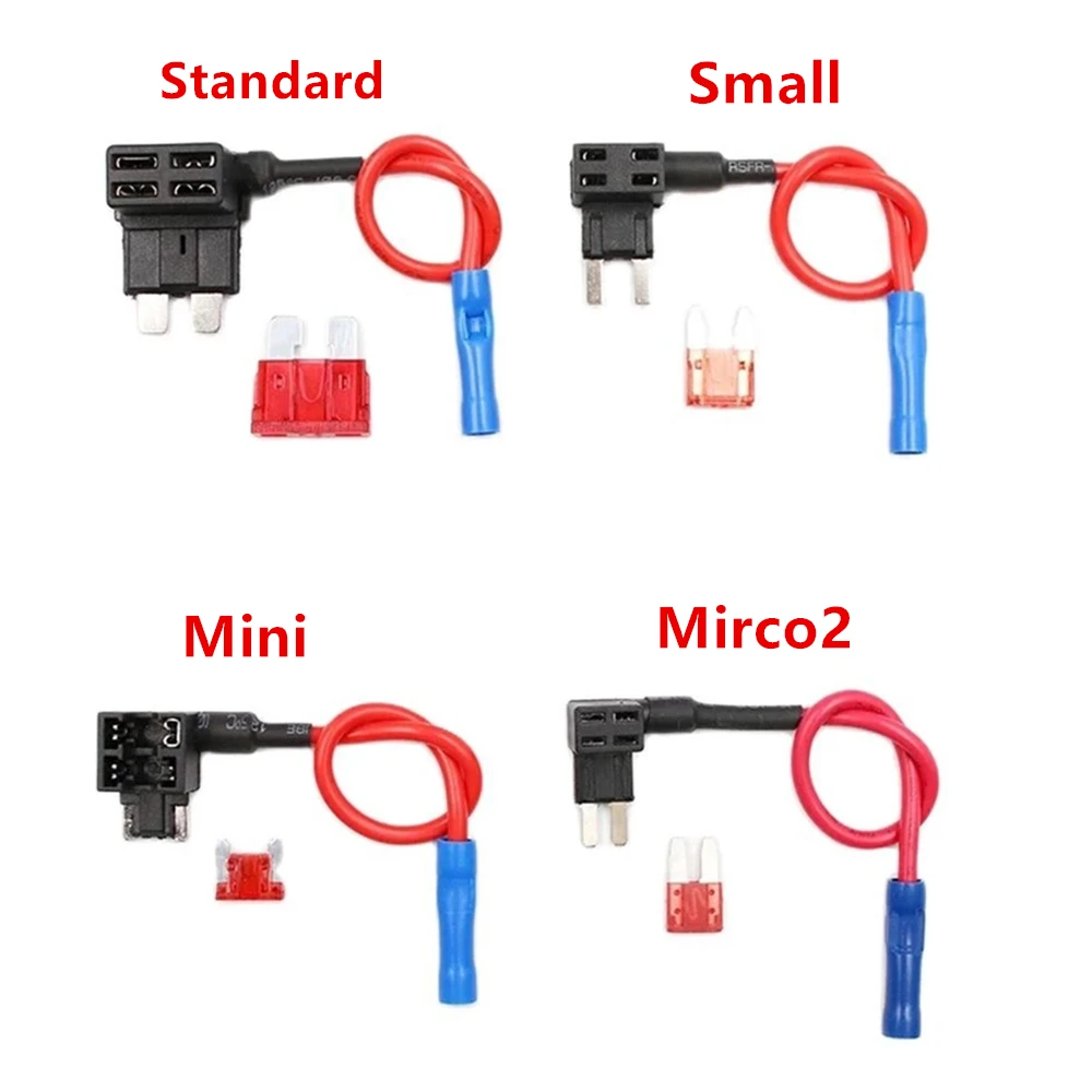12V Fuse MINI SMALL MEDIUM Size Car Fuse Holder Addacircuit TAP Adapter With 10A Micro Mini