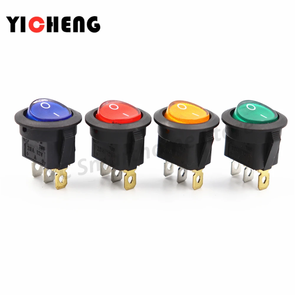 4 x Mixed On/Off LED Lighted Round Rocker Switch Car Dash Dashboard Boat 12V 