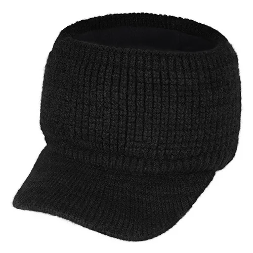 FURTALK Winter Knitted Ponytail Hat Women Fleece Baseball Cap Winter Sports Hat High Messy Bun Knit Hats for Ladies Sportswear - Цвет: Черный
