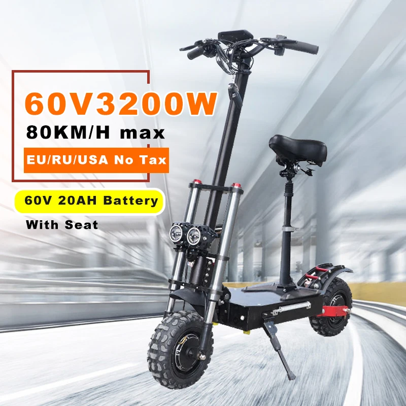 60V20AH seat 11 дюймов внедорожный Электрический скутер для взрослых 60 в 3200 Вт сильный Мощный складной электрический велосипед складной hoverboad велосипед скутеры - Цвет: 60V20AH seat