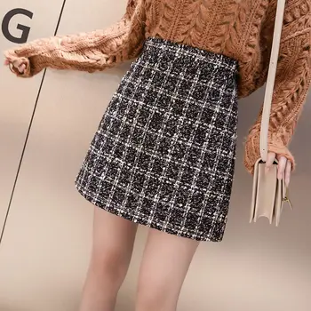 

Vintage High Waist Plaid Skirt With Sequined Women 2020 Sexy Club Mini Sequined Skirts Lady A-line Micro Skirt Streetwear