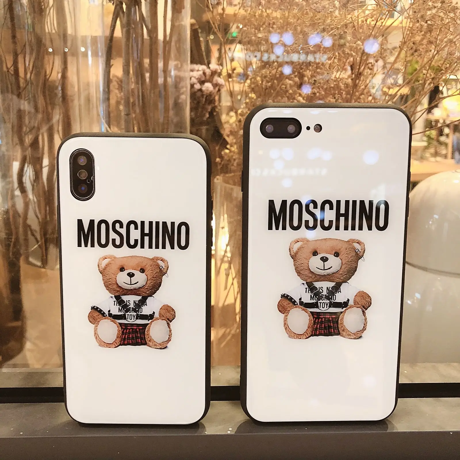 

New Cartoon Cute Fashion Letter Bear Phone Case For iPhone X 7 7Plus XR XS Max Leather Soft Cover Fundas