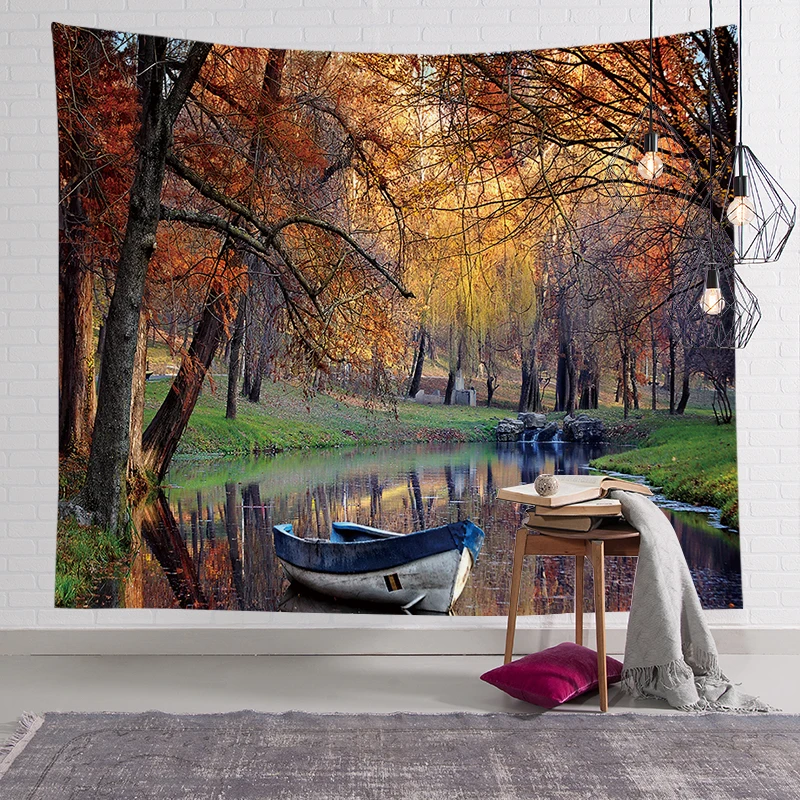 

Home Decor Nordic forest Night sky hanging Tapestry fabric living room background mural Yoga beach mat tapiz гобелен на сенђ