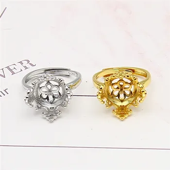 

Ring Mount Pearl Accessories Adjustable Size 925 Silver Plated Ring Jewelry DIY No Pearl Free Shipping