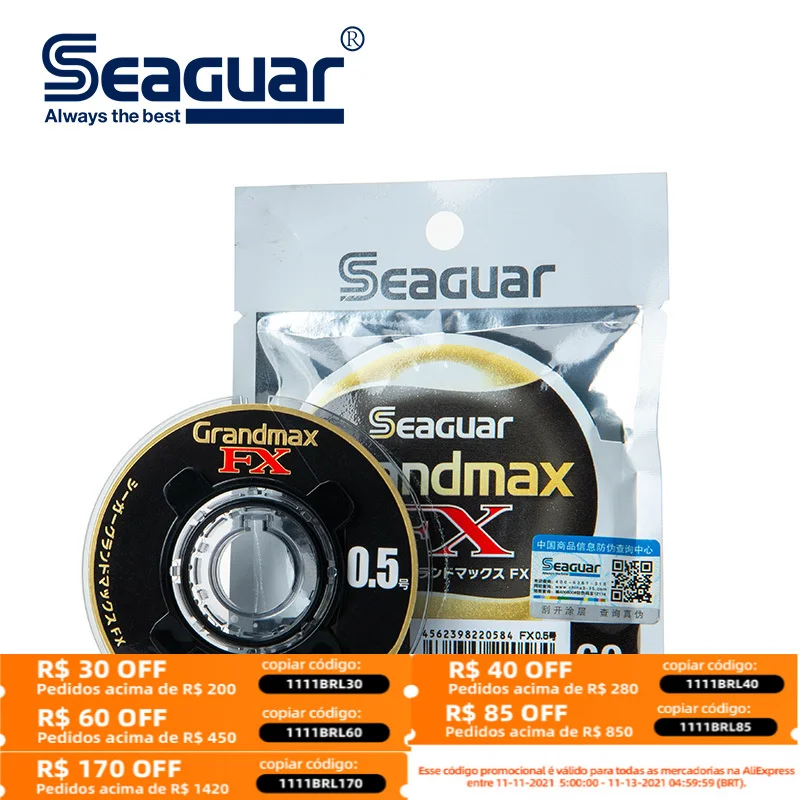 Фторуглеродная рыболовная леска Seaguar GrandMaxFX 60 м 0 8-10 фторуглеродное волокно для