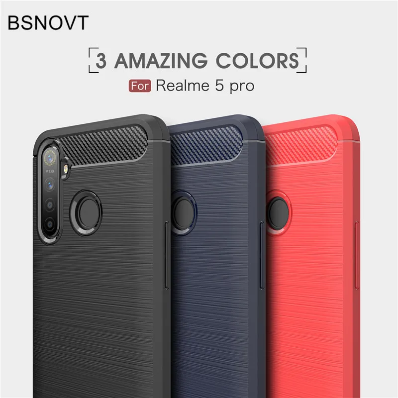 

For Case Realme 5 Pro Cover Shockproof Silicone Brushed Bumper Case For OPPO Realme 5 Pro Funda Realme Q Coque 6.3 inch