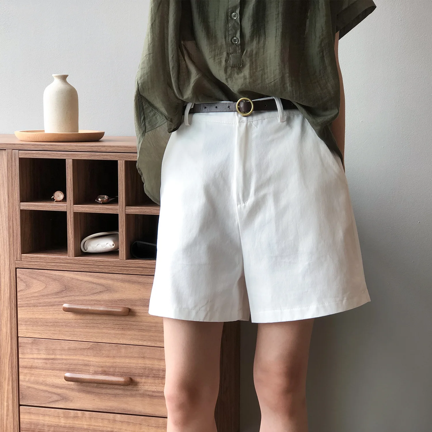 Summer new high-waist shorts women Korean style elastic waist loose wide-leg casual pants nike dri fit shorts