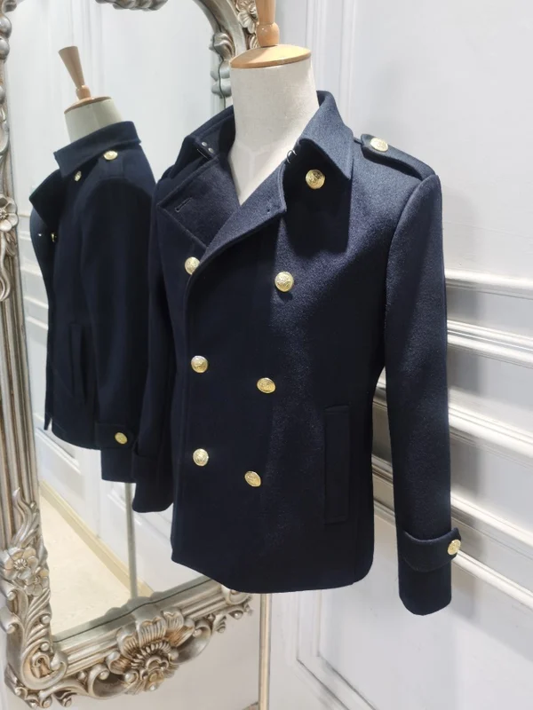 Ropa militar retro alemana T109 para hombre, Chaqueta corta de lana de  material grande, con doble botonadura y rompevientos de lana|Chaquetas| -  AliExpress