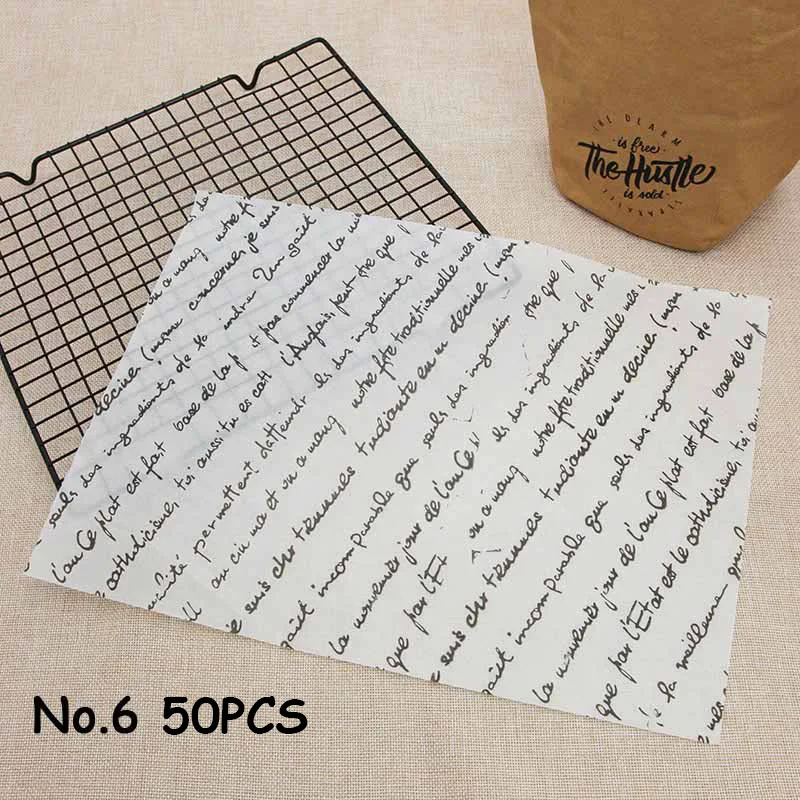 No.6-50pcs Одноразовые анти-масло воском Бумага быстро Еда упаковка инструмент Гамбургер сэндвич стойкость к смазочным веществам Бумага s разовые поставки 50/100 шт./упак - Цвет: No.6-50pcs