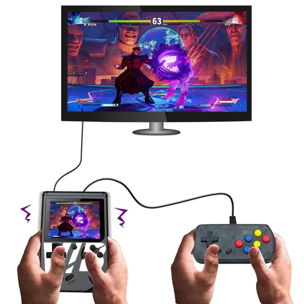 

2019 Newest VIB Mini Handheld Game Console Vibrating Game Player Built in 169 Retro Games Support TV Output Double Play Fight