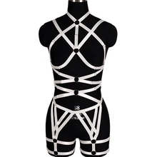 Белый набор ремней для тела жгут бюстгальтер полное тело Связывание сексуальное женское белье клетка для тела панк готический вечерние фестивальный рейв для танцев на шесте для женщин