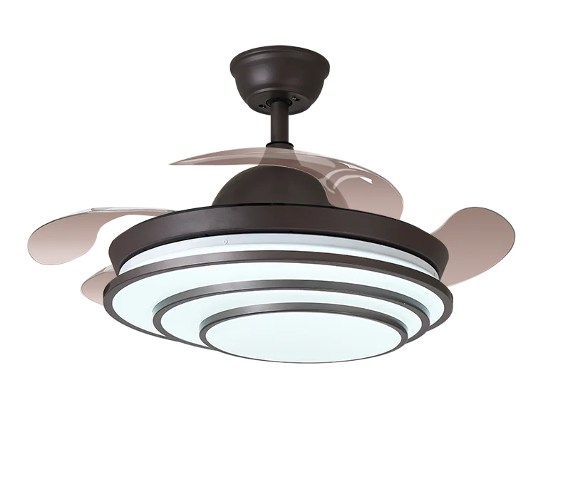 

American Industrial Wind Art Family Ceiling Fan Light Expenses Drawing Room Led Lighting High Quality Acrylic Invisible Lamp