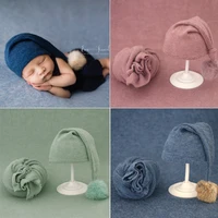 2pcs Wrap Hat Sets Newbornn Photography Props Boys Girls Photography Swaddle Blanket Infant Baby Picture Shoot Props Accessories 1