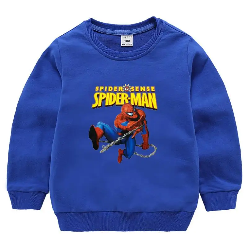 Spider-Man Children Clothing Baby Boy Pure cotton Casual Sports Suits Kids 2pcs Sets Spring Autumn Clothes Tracksuits1-8Y - Цвет: blue