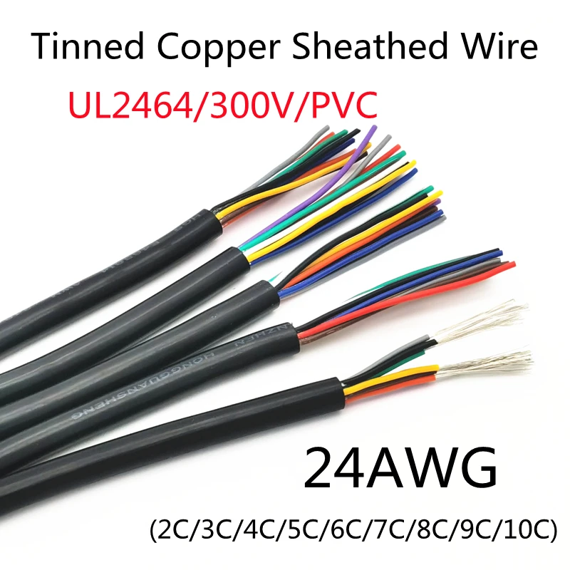 1m Ul2464 Sheathed Wire Cable 24awg Electronic Channel Audio Line 2 3 4