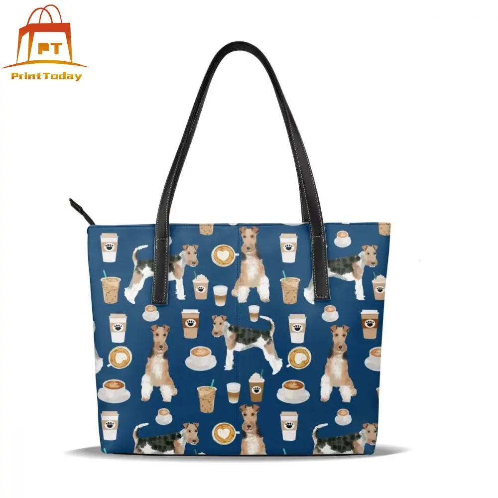 Wire Fox Terrier сумка Wire Fox Terrier сумки с верхней ручкой Женская Большая вместительная кожаная сумка-тоут женские сумки