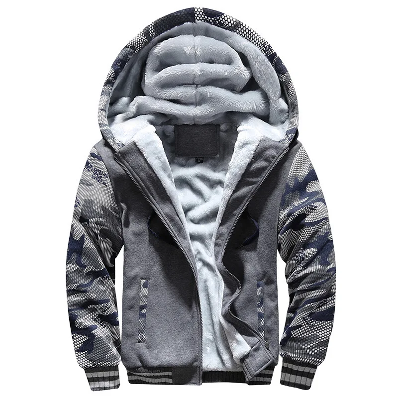Camo Sleeve Men Hoodies Winter Thick Warm Fleece Zipper Men Hoodies Coat Sportwear Male Streetwear Hoodies Sweatshirts Jacket Camo Sleeve Men Hoodies Winter Thick Warm Fleece Zipper Men Hoodies Coat Sportwear Male Streetwear Hoodies Sweatshirts Jacket