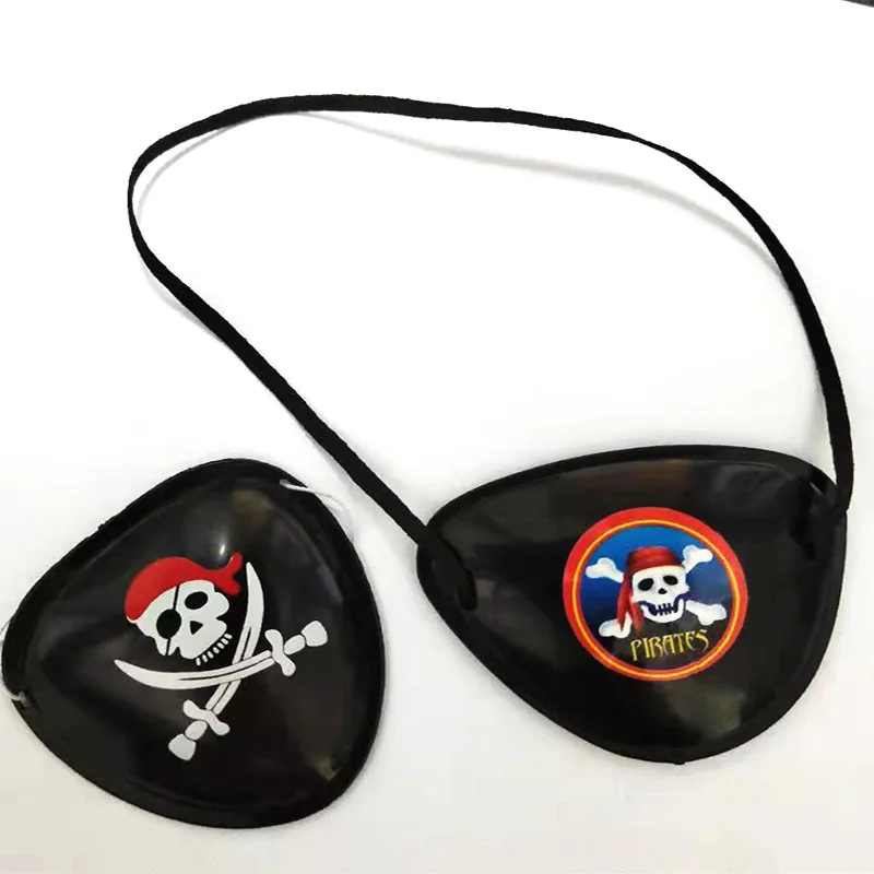 Pirate Eye Patch One-eyed Dragon Props Skull Double Knife Pattern Halloween Pirate Toy Eye Patch