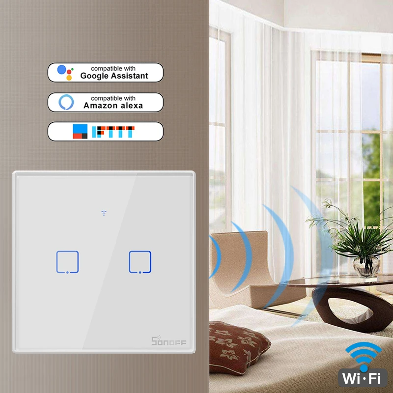 SONOFF T2 2 банды WiFi переключатель дистанционного интеллектуального управления настенный переключатель умный дом совместим с Alexa Google Home eWeLink IFTTT