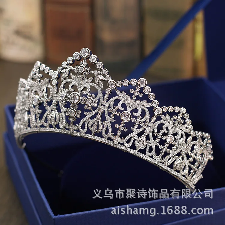 

Poly Poem Luxury Bride All Zircon Large Crown Marriage Accessories Wedding Dress Accessories