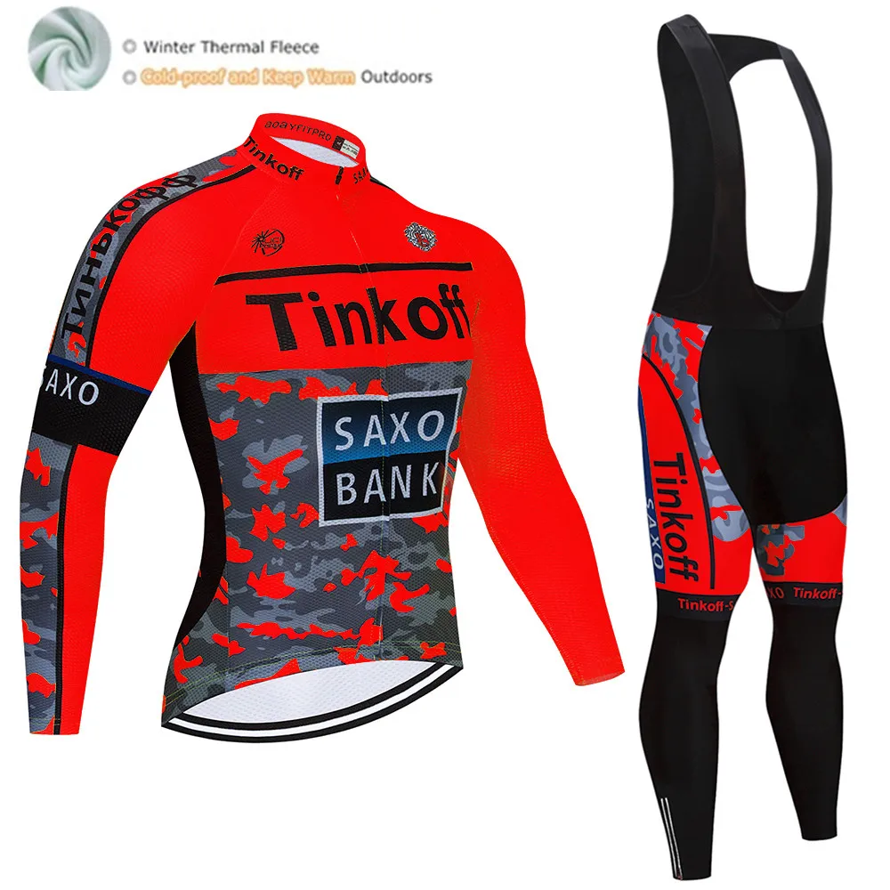 Tinkoff, красный Ropa Ciclismo Invierno, зимняя велосипедная Джерси, теплый флисовый комплект одежды с длинным рукавом для велоспорта, одежда для велоспорта - Цвет: Winter Cylcing suit