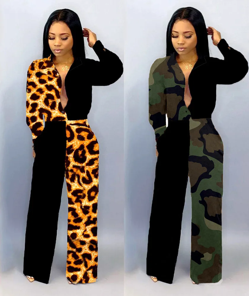 Long Sleeve Casual Rompers Womens Jumpsuit One Piece Floral Print Oversized Playsuit Women V neck Elegant Women Clothes