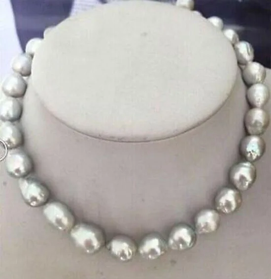 Stunning9-10mm серебряное серое жемчужное ожерелье, 18 дюймов