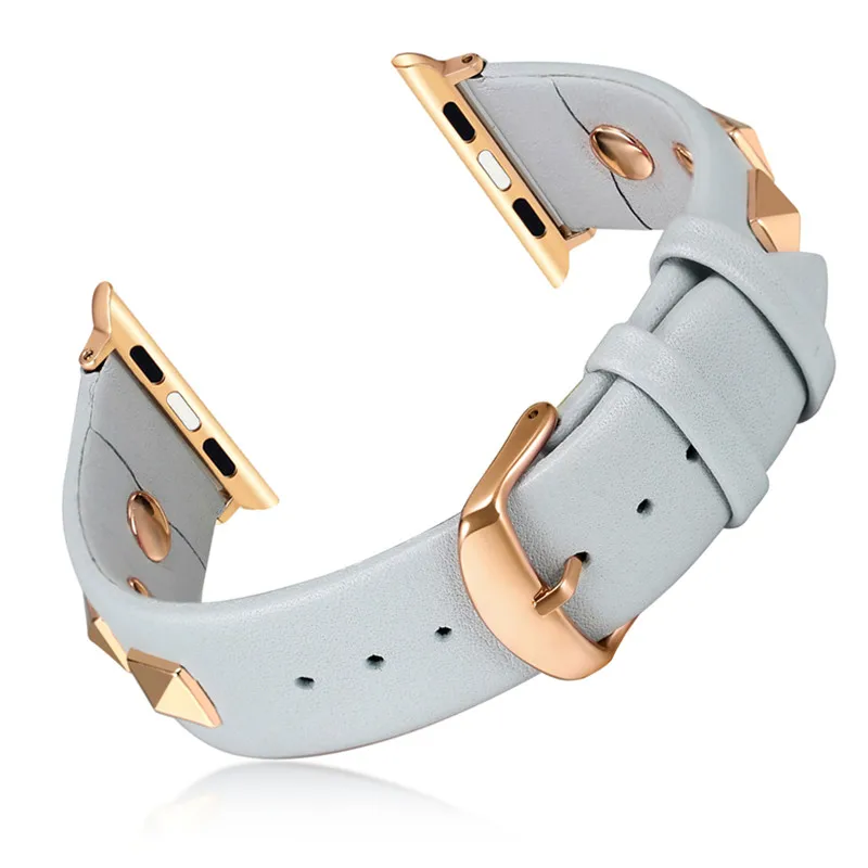 

Punk Leather strap for Apple watch band 44 mm 40mm iWatch band 38mm 42mm Genuine Leather Watchband bracelet Apple watch 5 4 3 21