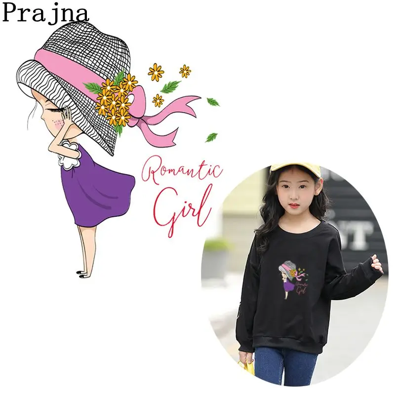

Prajna Romantic Girl Iron On Heat Transfers Vinyl Thermal Patches For Clothing Applique DIY Ballet Girl Heat Transfers Stickers