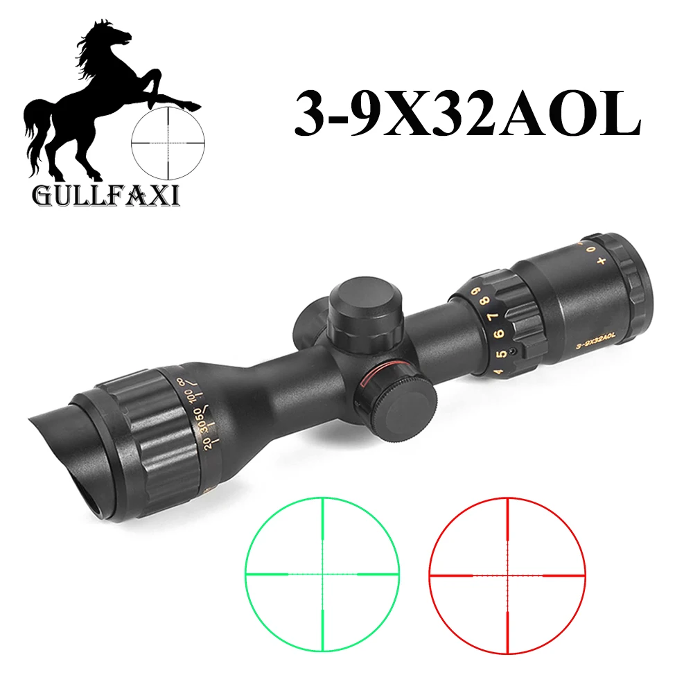 

Gullfaxi Optical Sight 3-9x32AOL Hunting Scope Outdoor Airsoft Rifle Optics Reticle Illumination Adjust Tactics Collimator Sight