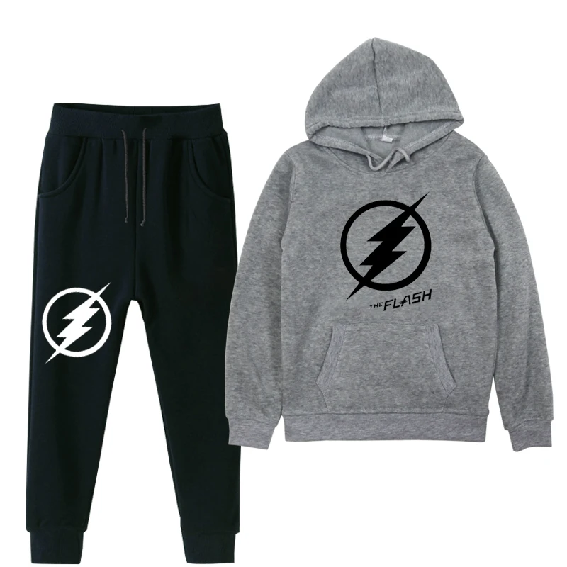 Flash 2 шт./компл. плюс бархатный свитер с капюшоном спортивный костюм штаны-шаровары для мальчиков; брюки для мальчиков Толстовки с капюшоном для девочек брюки унисекс Повседневное Зимний спортивный костюм костюмы с футболкой для От 2 до 14 лет - Цвет: 004