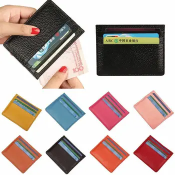 

Mens Womens Genuine Leather Credit ID Business Card Holder Pocket Wallet Fashion Casual Vintage Portable Bank Card Storage Bag
