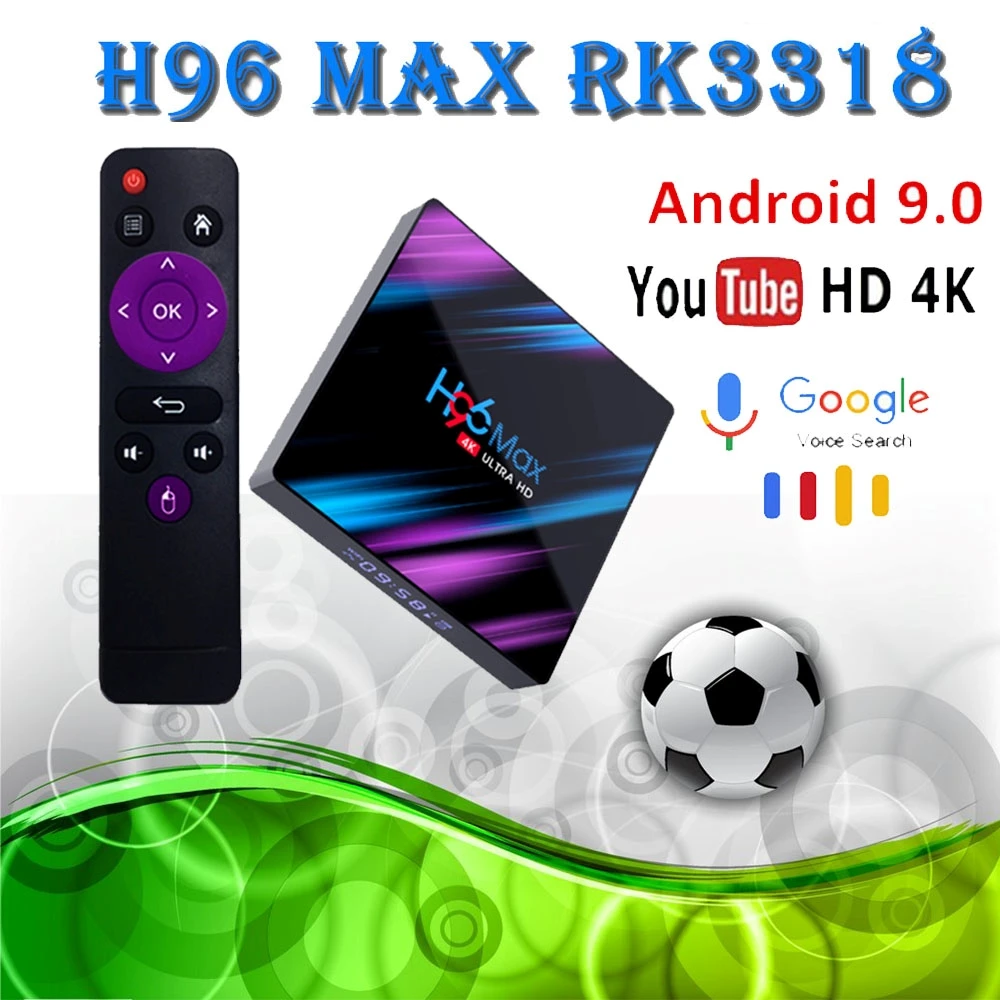 

H96 MAX TV Box Android 9.0 Rockchip RK3318 4GB 64GB Support 4K H.265 HD Netflix Youtube H96MAX Smart TV Box Google Assistant